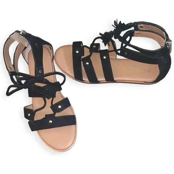 Aerosoles Black Lottery Suede Gladiator Sandals Women's Size 7.5 - Picture 1 of 3